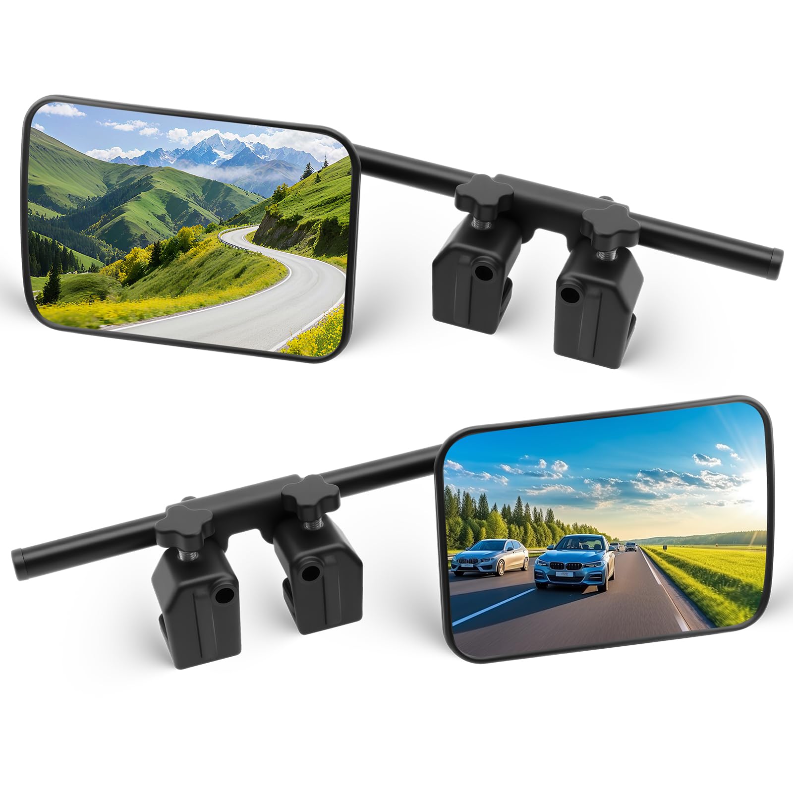 Rétroviseur Caravane Universel 2 Pièces, Rétroviseur de Remorquage avec Rotule 360°, Rétroviseur Extension pour SUV Camping-car Caravane, Miroir Clip-on Angle Mort, Électrique ou Manuel