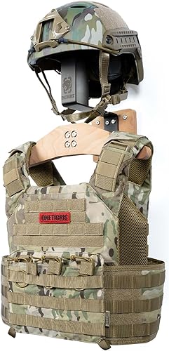 Miniatura 8 de ONETIGRIS Soporte de pared para equipo táctico, soporte de pared para casco de motocicleta, soporte para placa de soporte de chaqueta, organizador