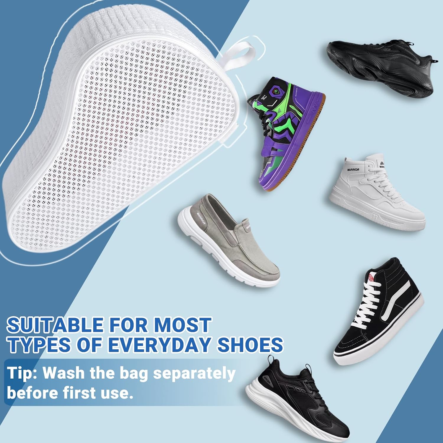 Shoe Washing Machine Bag, Chenille YKK Zipper Sneaker Laundry Bag