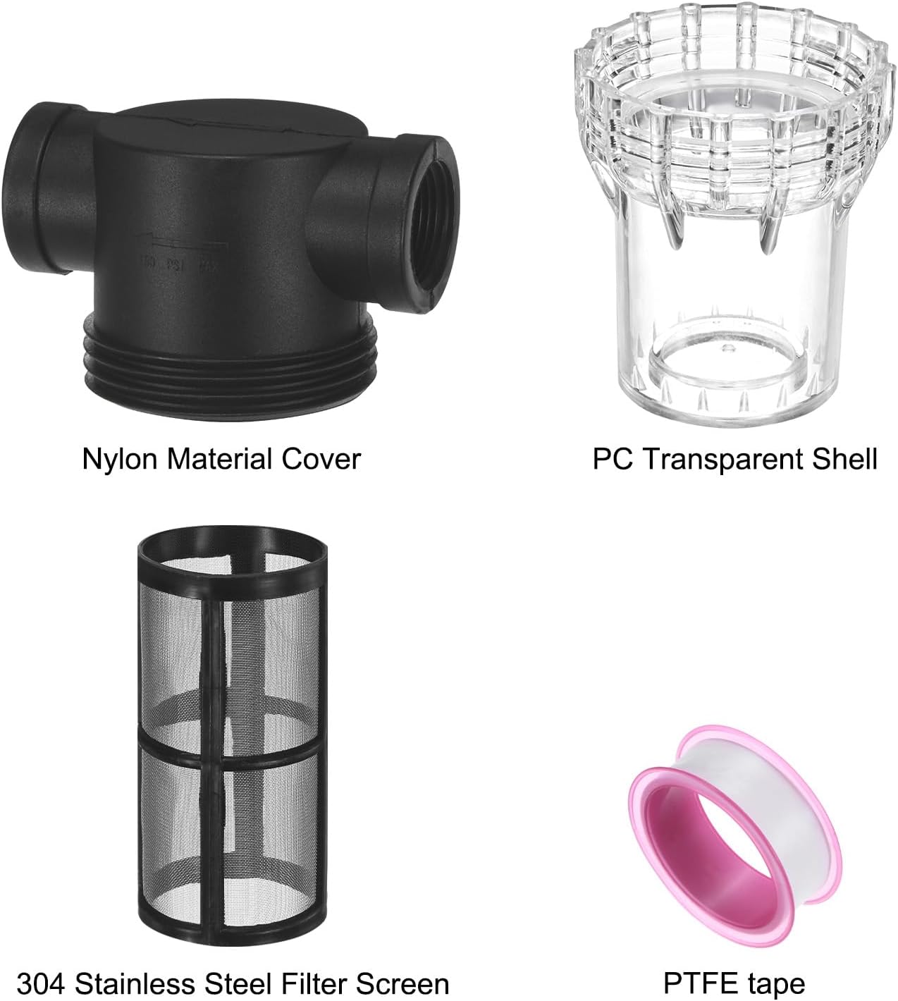 M METERXITY 3-Pack Water Pump Strainer with 80 Mesh Stainless Steel Filter Screen, 3/4 Inch Pipeline Filter for Garden Hose Outdoor RV Water Tank Pressure Washer Inlet [Black]