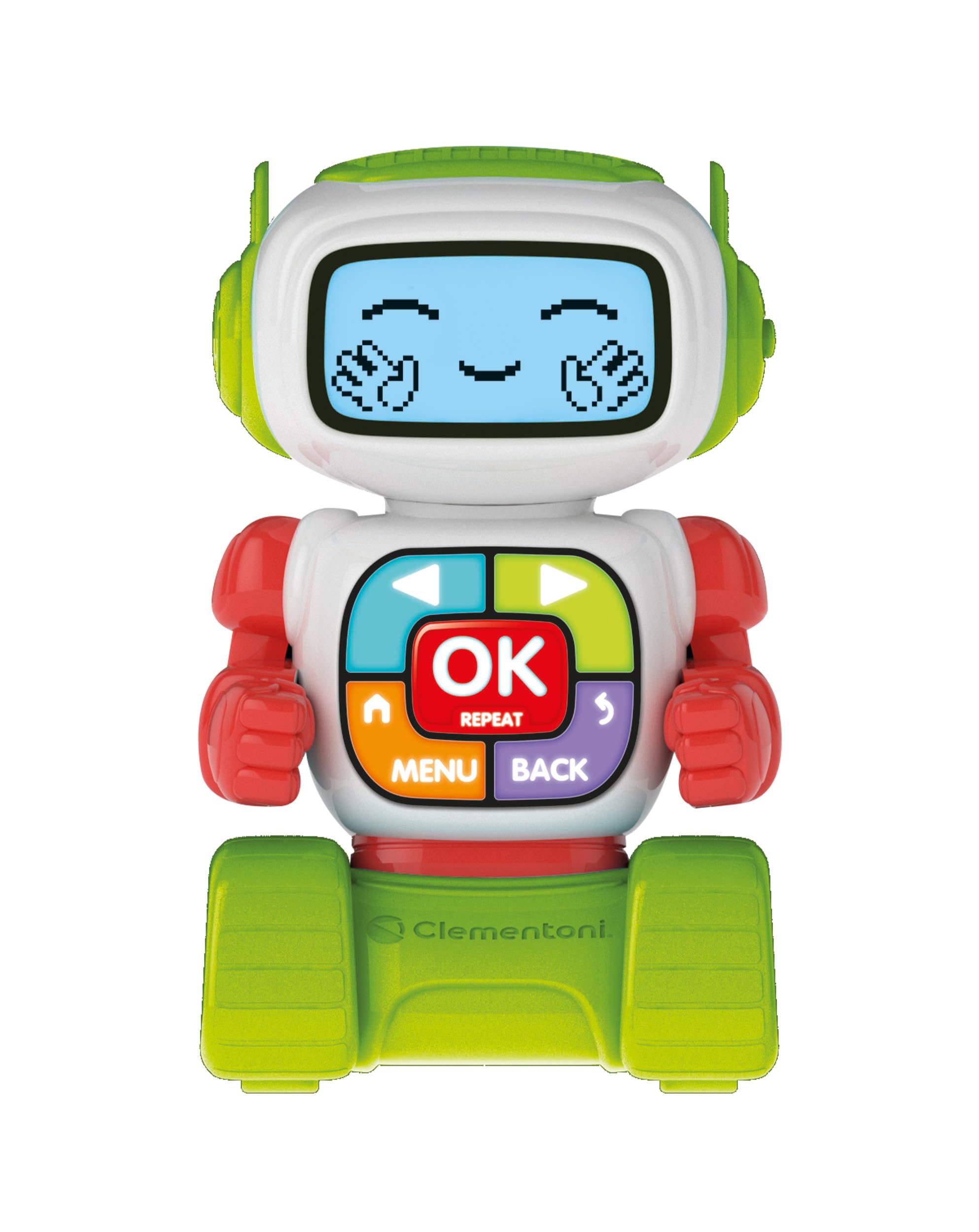 Clementoni – Eddie Robot Educativo – 30 Tarjetas Doble Cara + 20 Actividades Educativas (Letras, números, emociones, Instrumentos, Formas) con Pantalla LCD – Niños de 4 a 6años – 55617