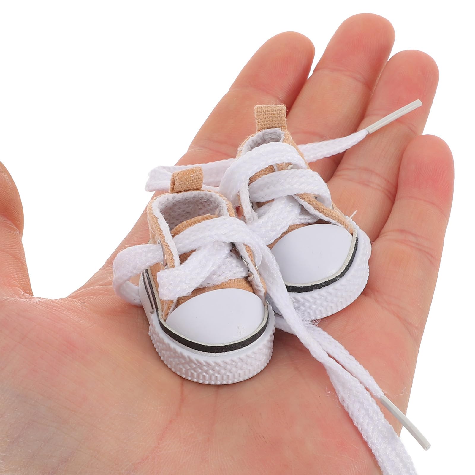 Milisten 2 Paires de Mini-Baskets en Toile pour Poupées, Chaussures Miniatures pour Poupées, Chaussures à Lacets Style Bjd, Longueur 4 Cm, Accessoire de Costume Et de Maison de Poupée