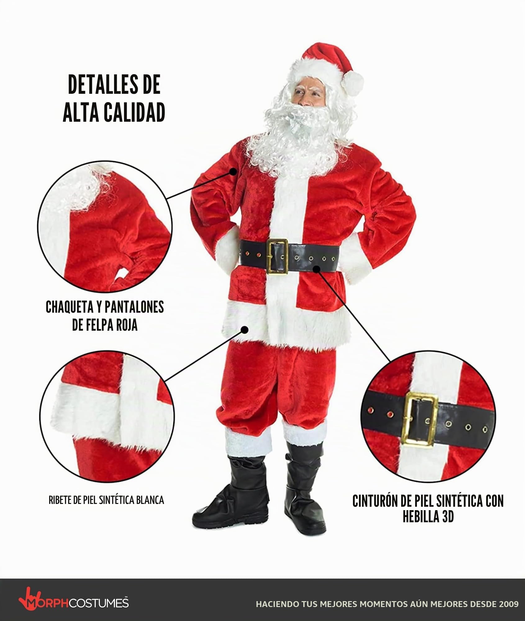 Morph Disfraz Papa Noel Adulto, Disfraz Navidad Halloween Adulto