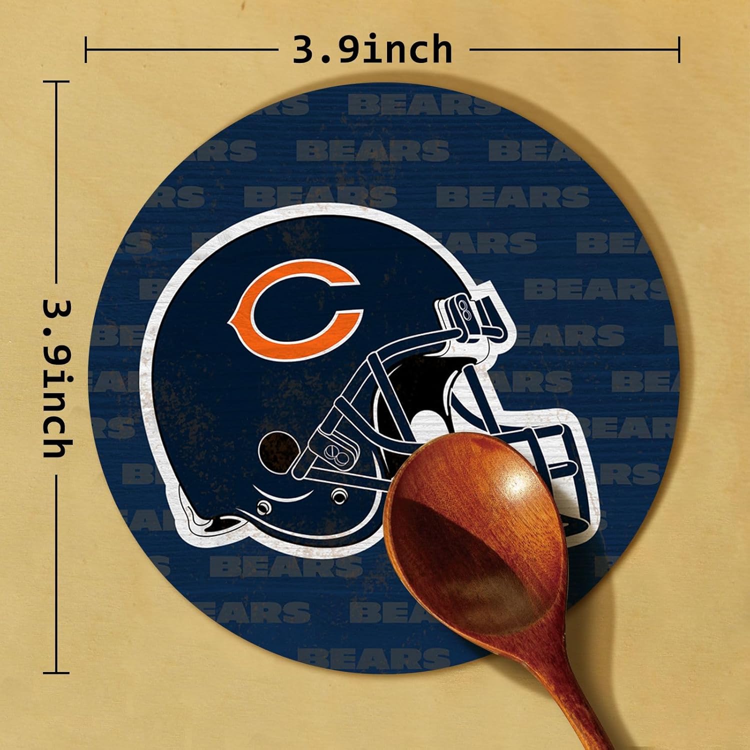 Coasters for Drinks，Cup Coasters Set of 4 for Tabletop,Coffee Table，Blue Design Drinking Coaster for Sport Football Fans，4 Inches Non-Slip Rubber Base