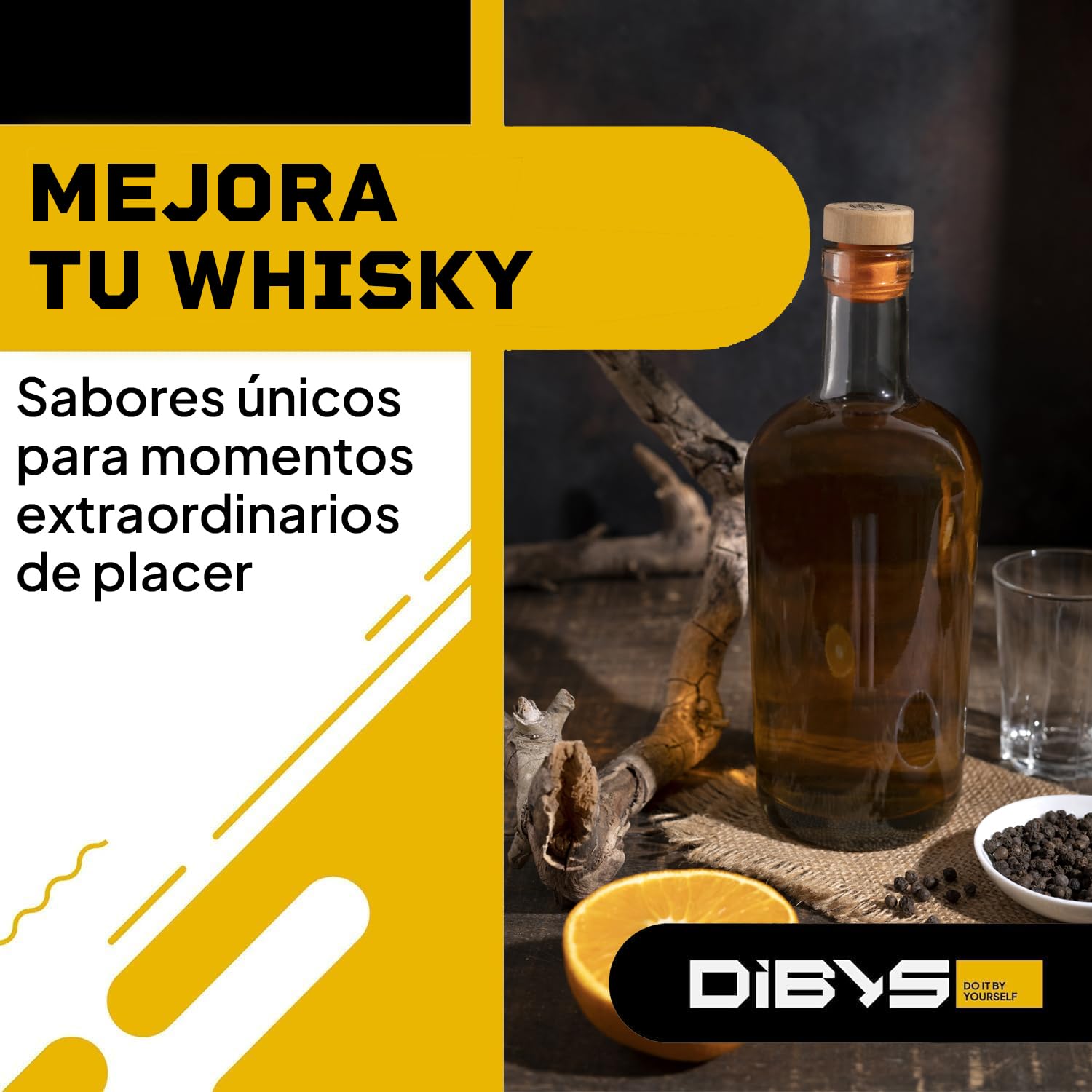 DIBYS Mini Kit Whisky para Regalar | 12 Especias para Cócteles | Con 4 Tarjetas de Recetas, Léxico y Elegante Caja | Set de Regalo para Hombres y Mujeres | Juego Hacer Whiskey Infusión en Casa