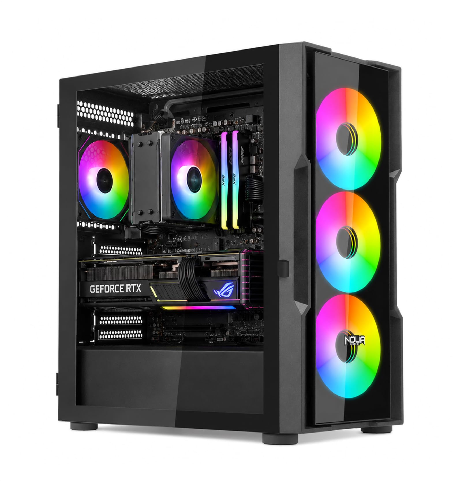 Noua Smash SK100 Case Gaming PC Mid-Tower ATX/E-ATX | Doppio Vetro Temperato | 4 Ventole ARGB PWM Preinstallate | AIO 360mm | GPU fino a 400mm | Airflow Ottimizzato