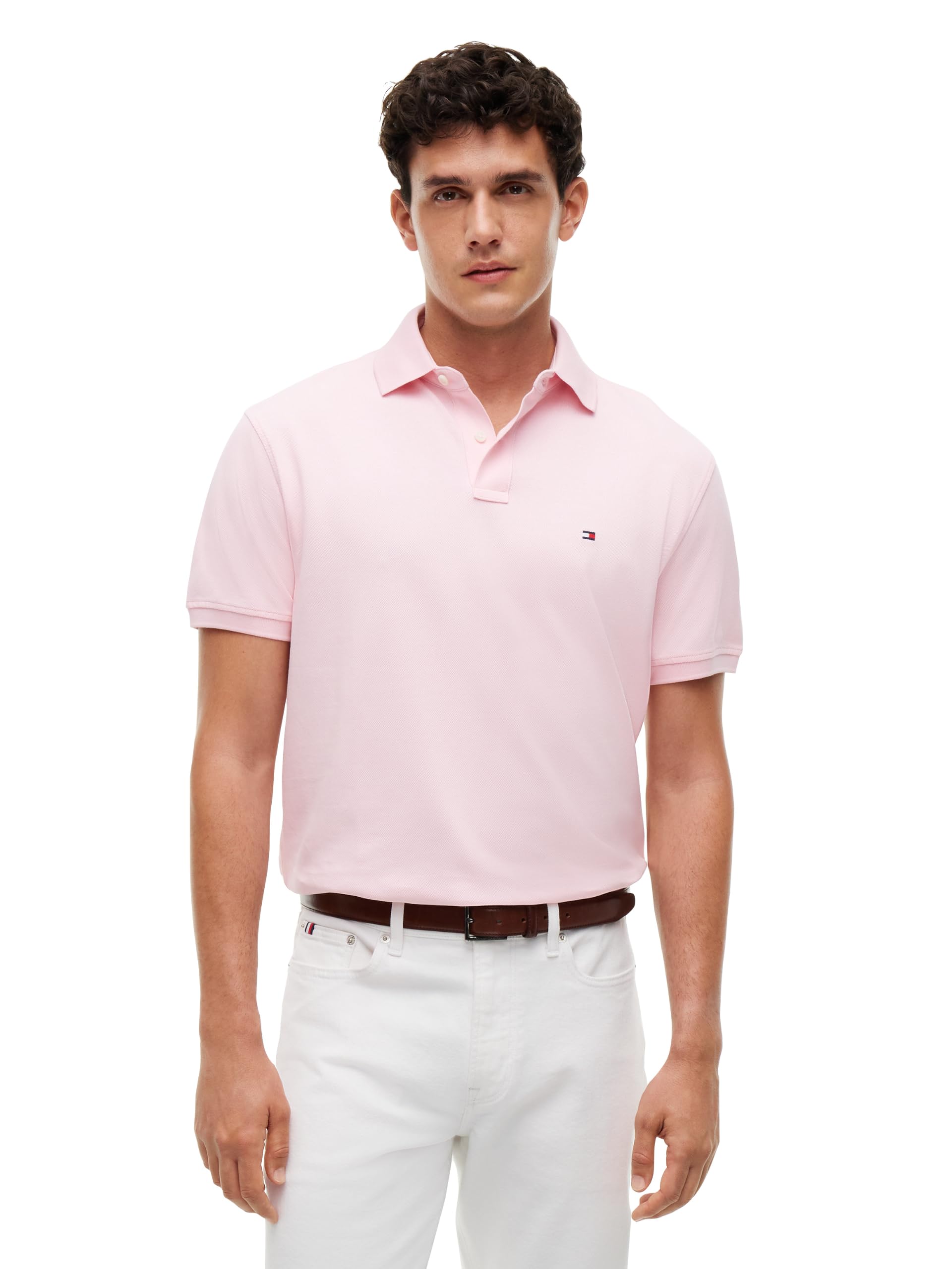 Tommy Hilfiger Men's Short Sleeve Polo Shirts in Classic Fit with Stretch and Organic Pique Cotton