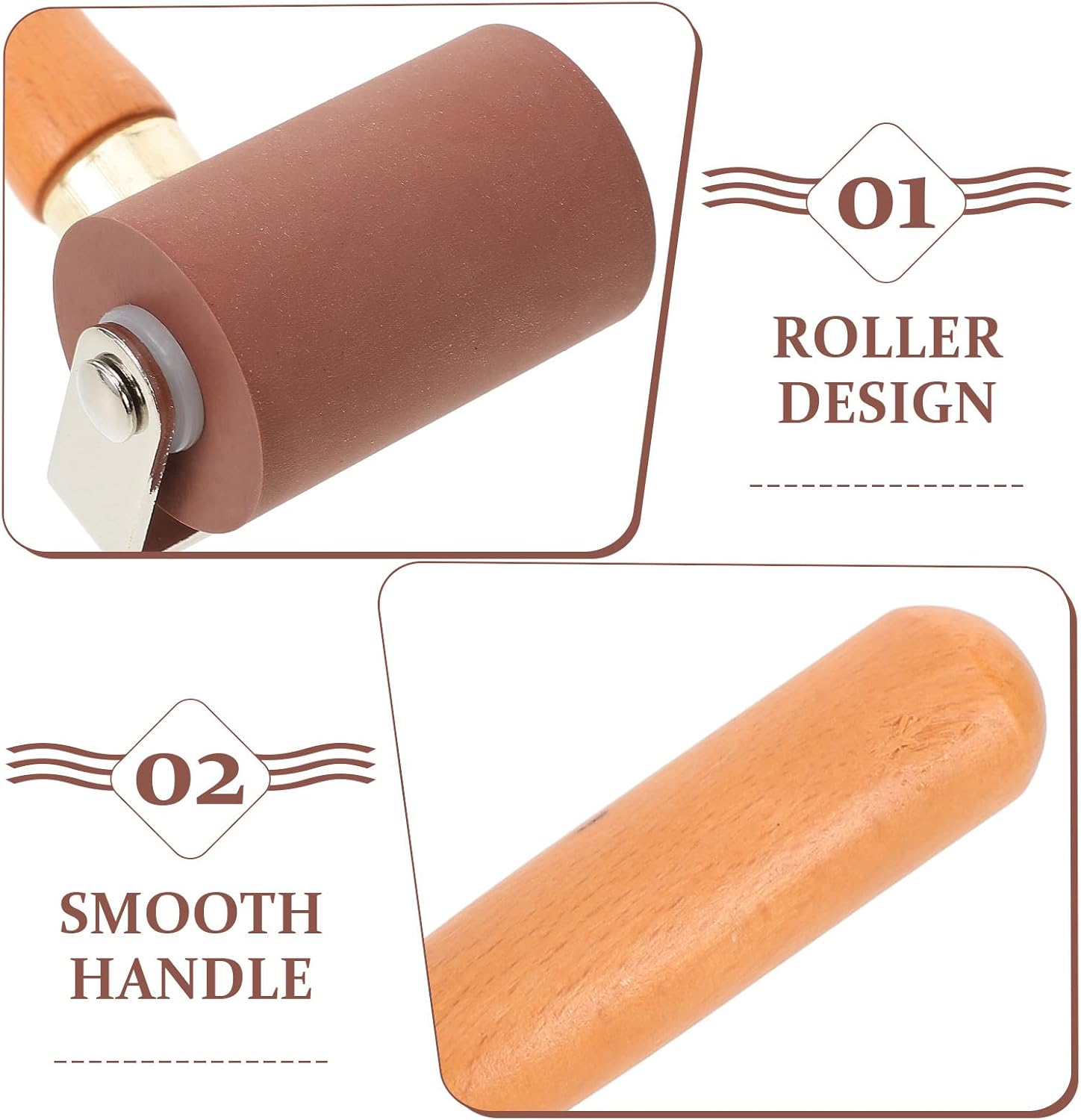 TOMETURE Rubber Ink Roller 5cm Wooden Handle for Printmaking and Crafting, Black Roller Tool for Relief Printing and Glue Application in Arts and Crafts