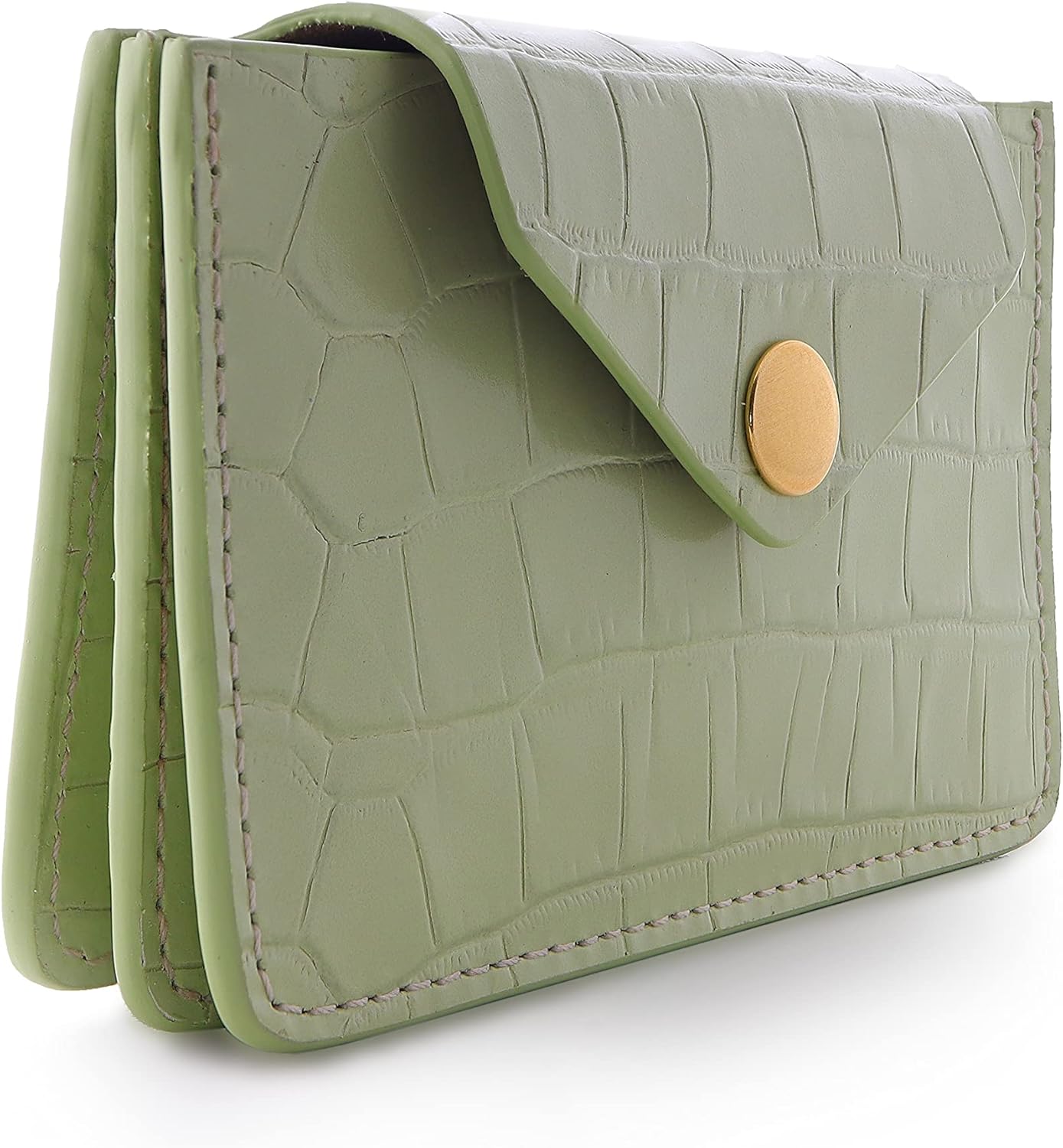 ColdFire Womens Small Compact Card Case Luxury Genuine Leather Pocket Wallet Ladies Mini Purse (Blue)