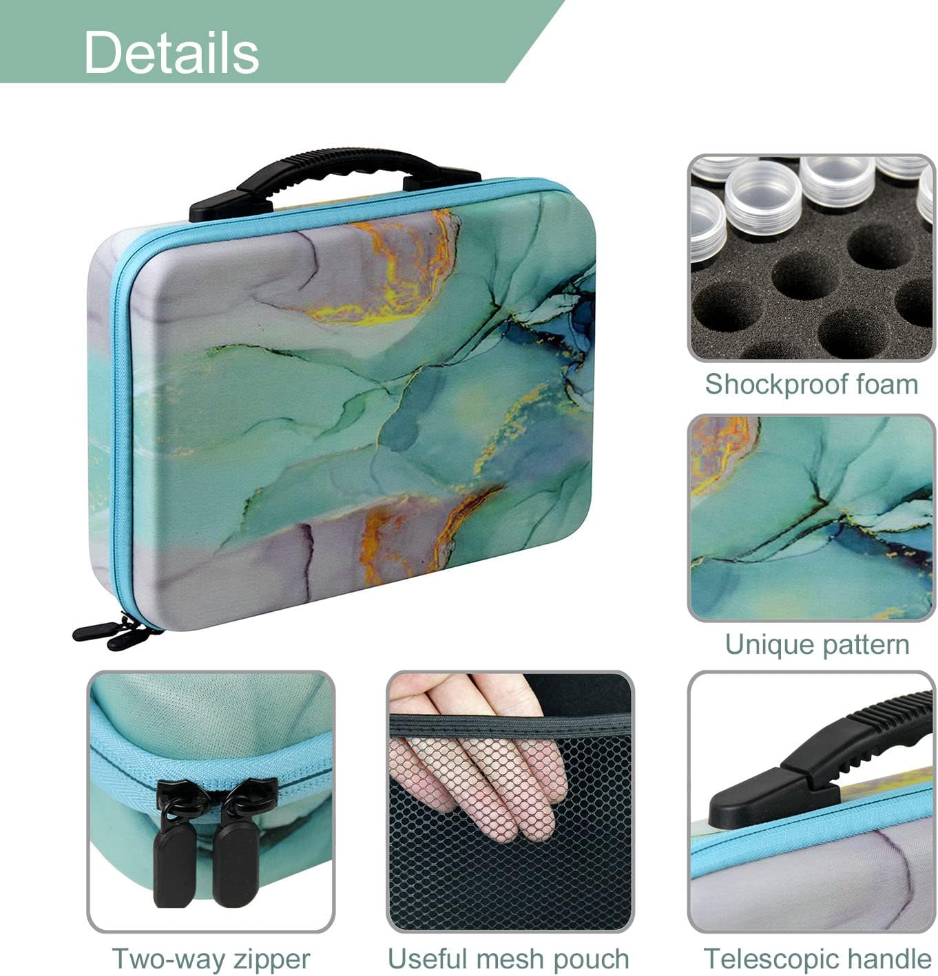 Ieusew Diamond Painting Storage Container, Accessory Kit with Tools, Shockproof Storage Box for Diamond Art Craft Jewelry Bead Rhinestone Organizer, 60 Slots
