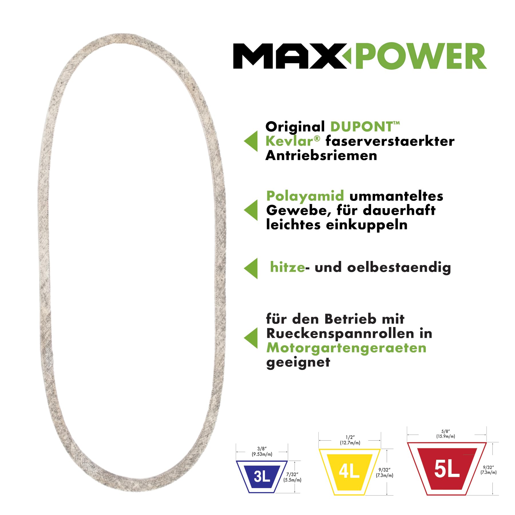 MAXPOWER Keilriemen 347542, Kevlar verstärkt, 1/2" x 99" - 4L990 - Aussenlänge L(a) 2520 mm.