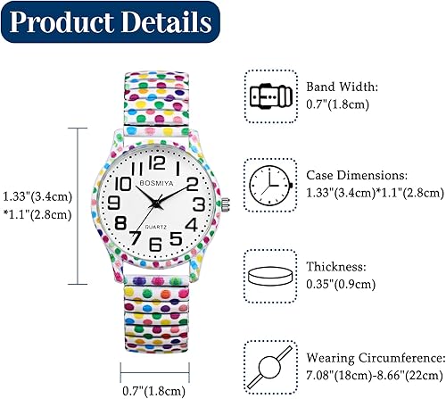 Miniatura 3 de Lancardo Reloj de banda elástica para mujer Bohemia elástica analógica cuarzo gran número blanco reloj de pulsera fácil de leer cumpleaños Navidad