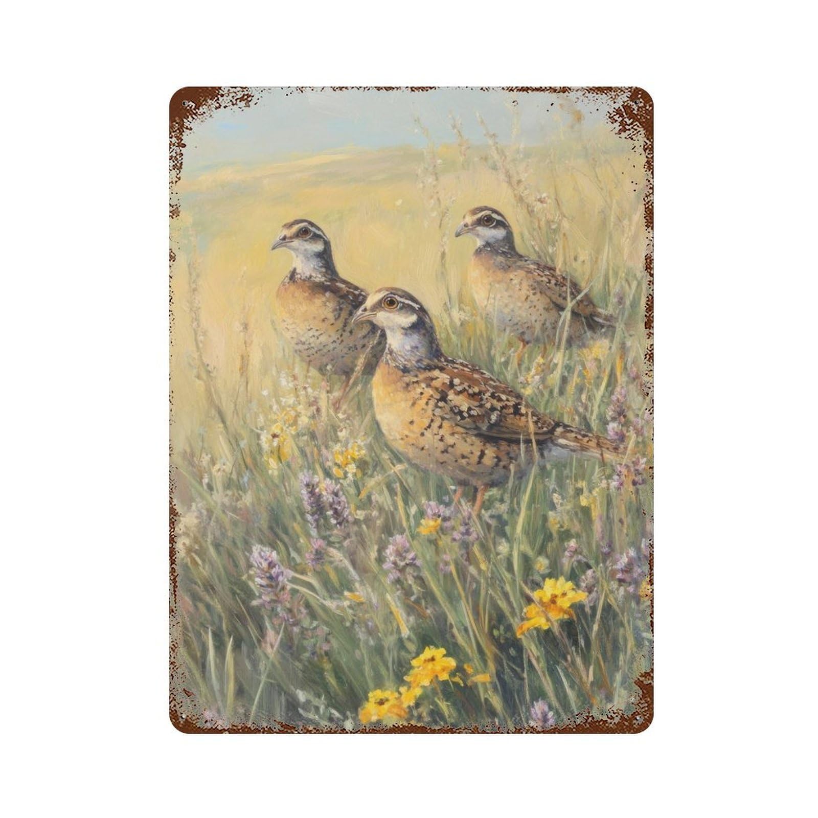 xiaoxiaoshen Quails Cottagecore Dark Academia Whimsical Woodland Vintage Nature Wall Decor Art Metal Tin Poster Modern Home Decor Art Home Bar Shop Decorations Vintage Sign 40x30cm