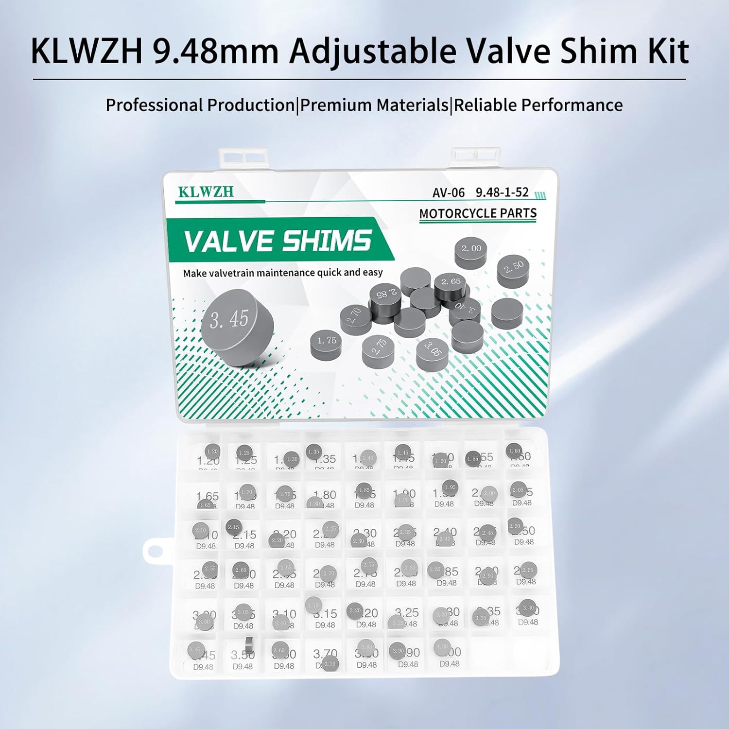 9.48mm Adjustable Valve Shim Kit 1.2-4mm Thick for Suzuki LT-Z400 QuadSport Z 2003-2012 LTR450Z LT-R450 QuadRacer 2006-2011/YFZ450R YZ250FX YZF-R1 WR250F KFX400 KX250/CRF450 CRF250 R X
