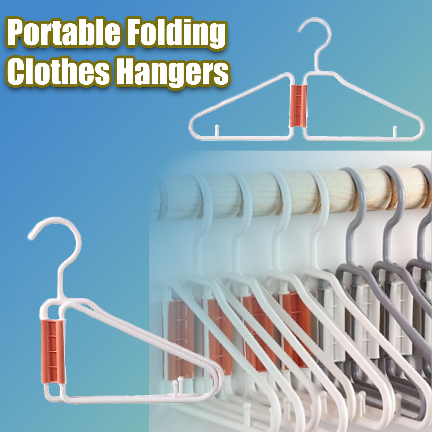 Perchas de viaje portátiles para ropa, paquete de 5 perchas plegables que ahorran espacio, perchas versátiles y plegables para toallas y clips para pantalones para una fácil colocación