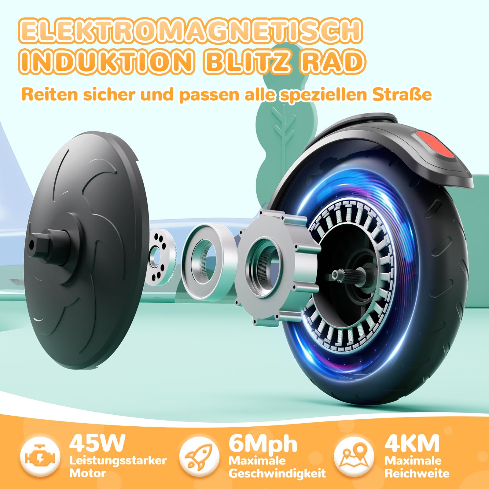 SISIGAD Patinete eléctrico para niños de 6 a 10 años, Patinete eléctrico para niños de 5,3 Pulgadas con Luces LED Intermitentes y 3 Altura Ajustable, Scooter eléctrico para niños de 45 W, Motor máx