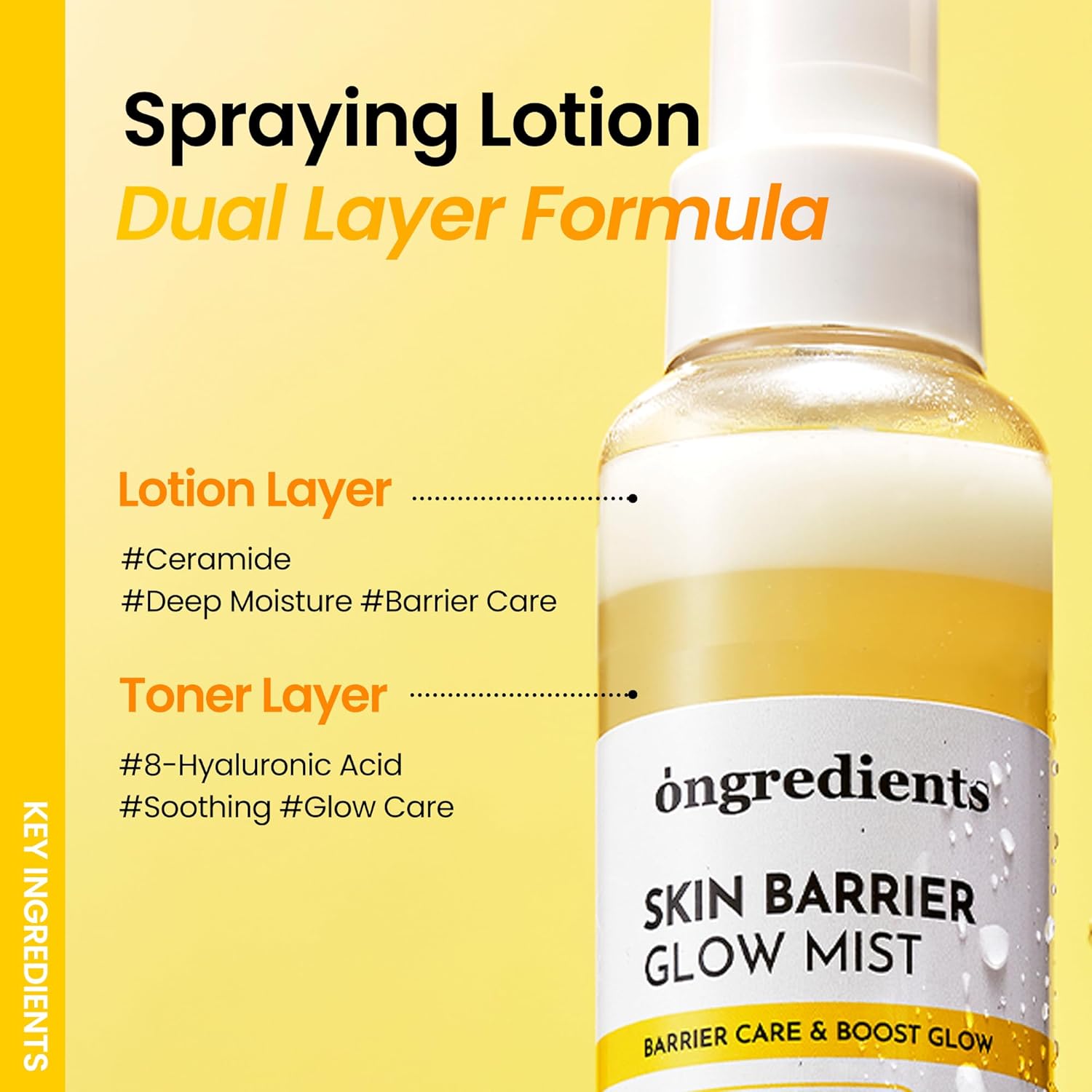 ONGREDIENTS Skin Barrier Glow Mist, Dual-Layer Facial Mist, 98% Pure Glutathione, Multi-Peptide, Centella, Ultra-Fine Spray, Cooling, Dry and Sensitive Skin, Korean Skin Care, 3.38 fl. oz. / 100ml - Image 4