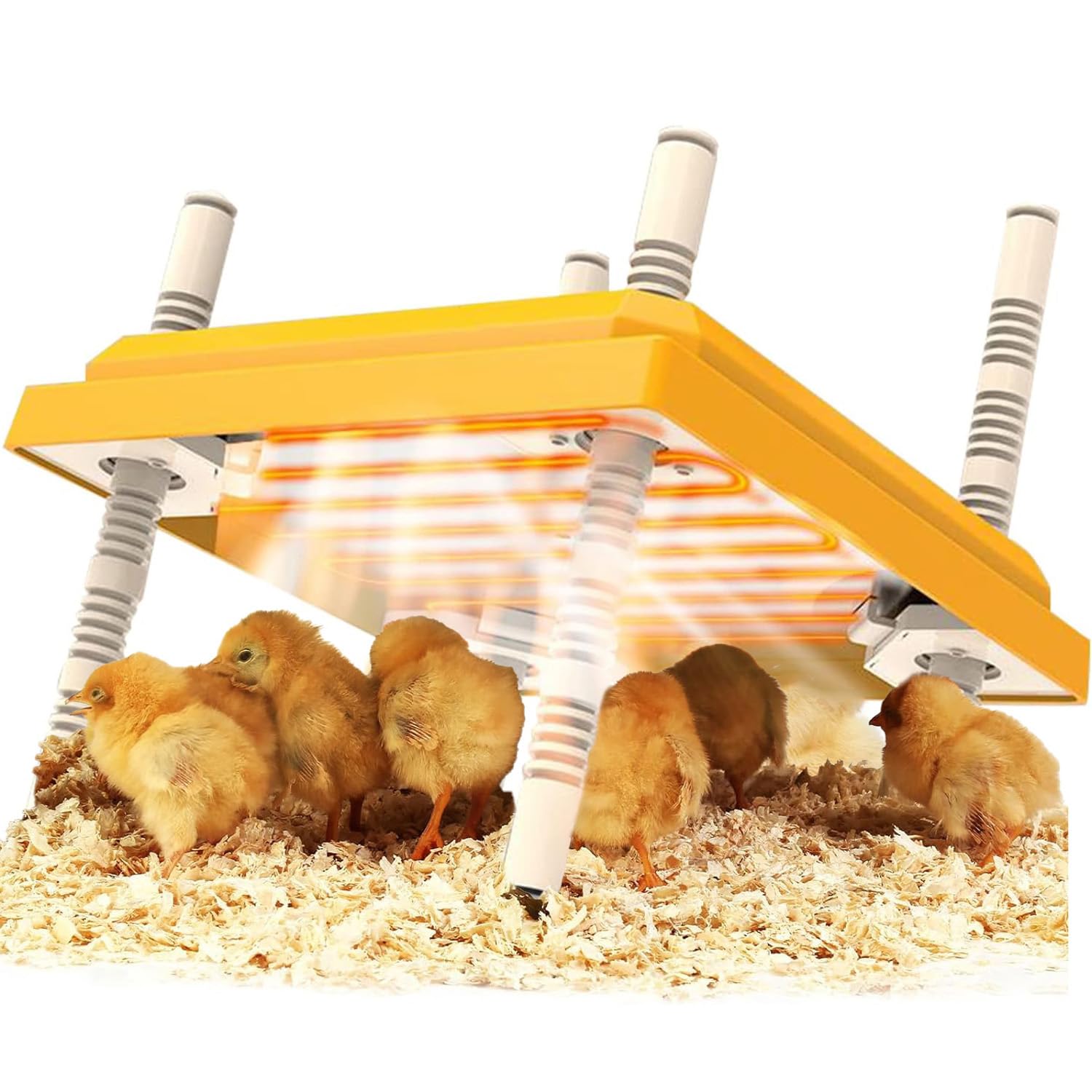 Piastra riscaldante per pulcini, 25,4 x 25,4 cm, lampada riscaldante incubatrice per pulcini, angolo e altezza regolabili, incubatrice sicura con piastra facile da pulire per pulcini/anatre,