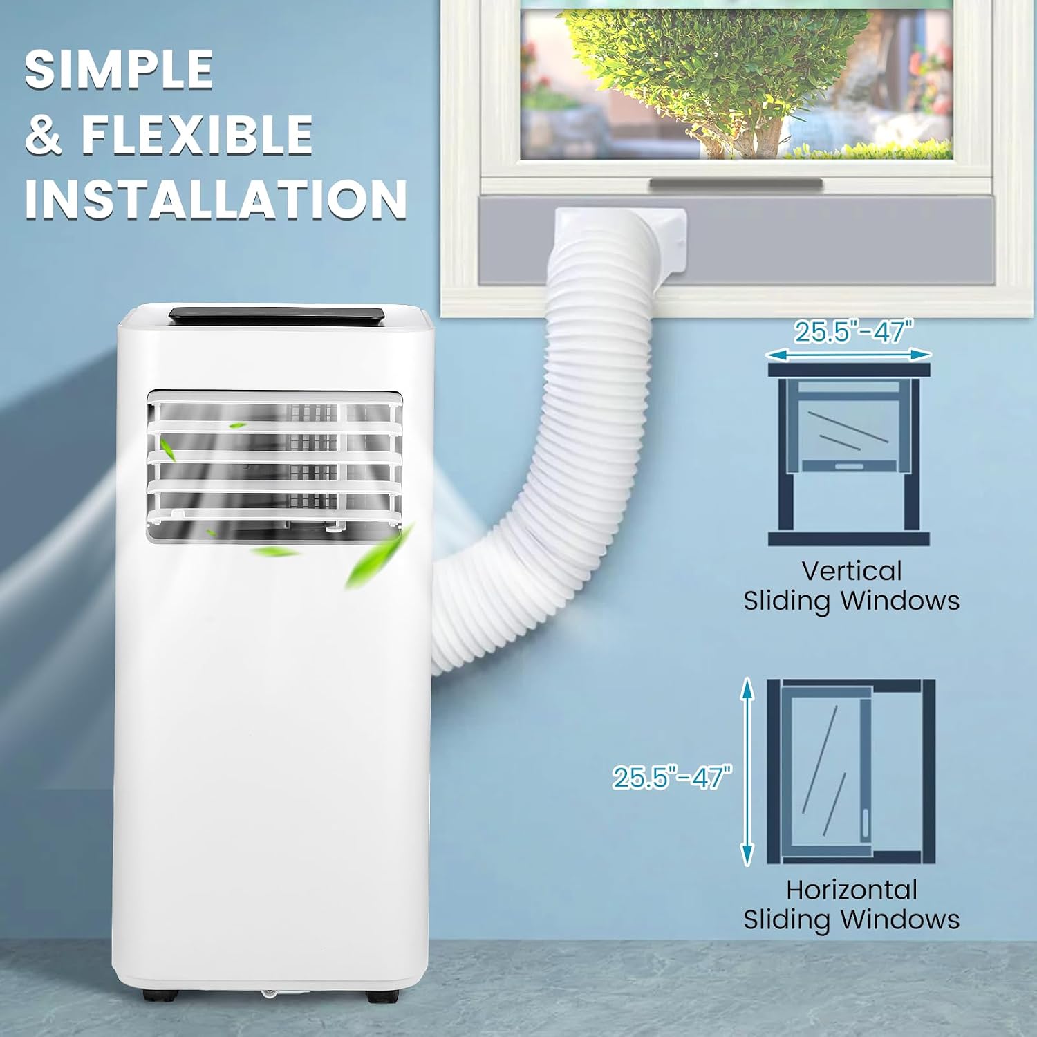 KOTEK Portable Air Conditioner for Room up to 350 Sq. Ft, 10000 BTU 3-in-1 AC Unit for Bedroom w/Sleep Mode, Dehumidifier & Fan, Child Lock/Remote Control, Portable AC for Home Office(White-10000BTU)