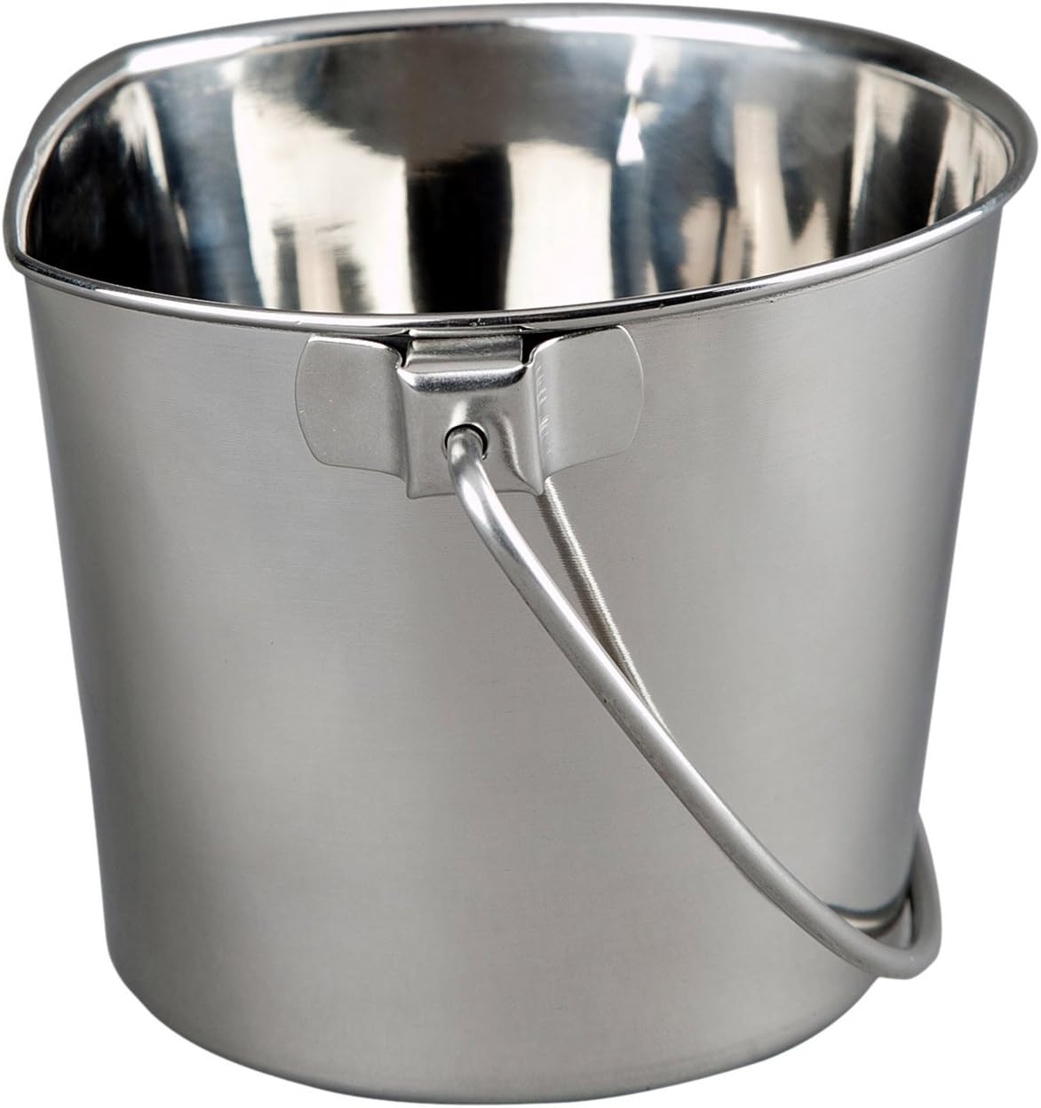 AdvancePetProducts 6 Quart Stainless Steel Flat Side Bucket - Spill-Proof Hanging Food & Water Pail for Dogs, Cats, Kennels & Cages
