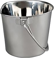 AdvancePetProducts 6 Quart Stainless Steel Flat Side Bucket - Spill-Proof Hanging Food & Water Pail for Dogs, Cats, Kennels & Cages