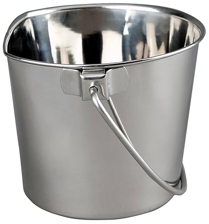 Advance Pet Products Heavy Stainless Steel Flat Side Bucket, 9-Quart
