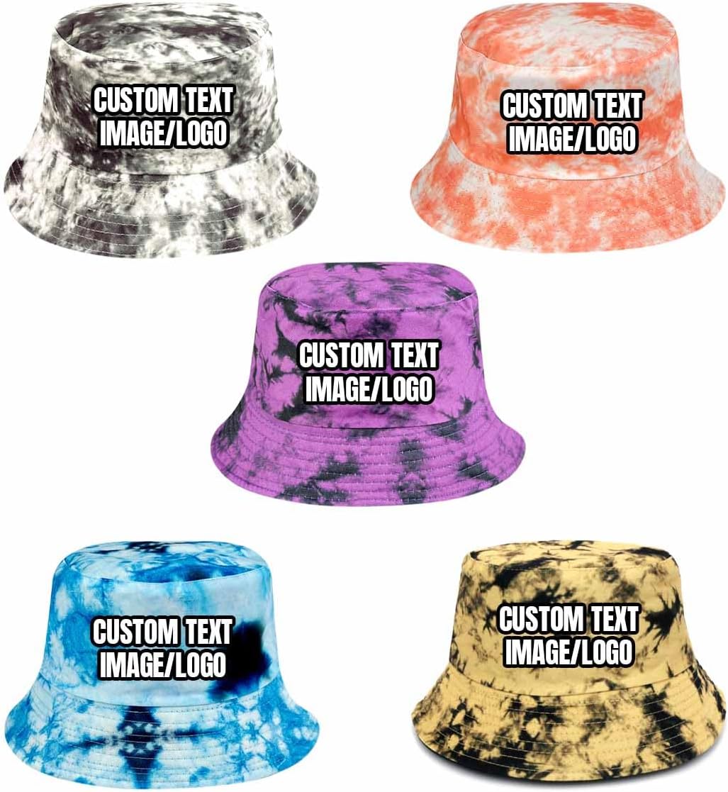 Custom Pink Bucket Hat for Women Add Your Own Photo Logo Text Packable Outdoor Reversible Tie Dye Fisherman Cap,5 Packs