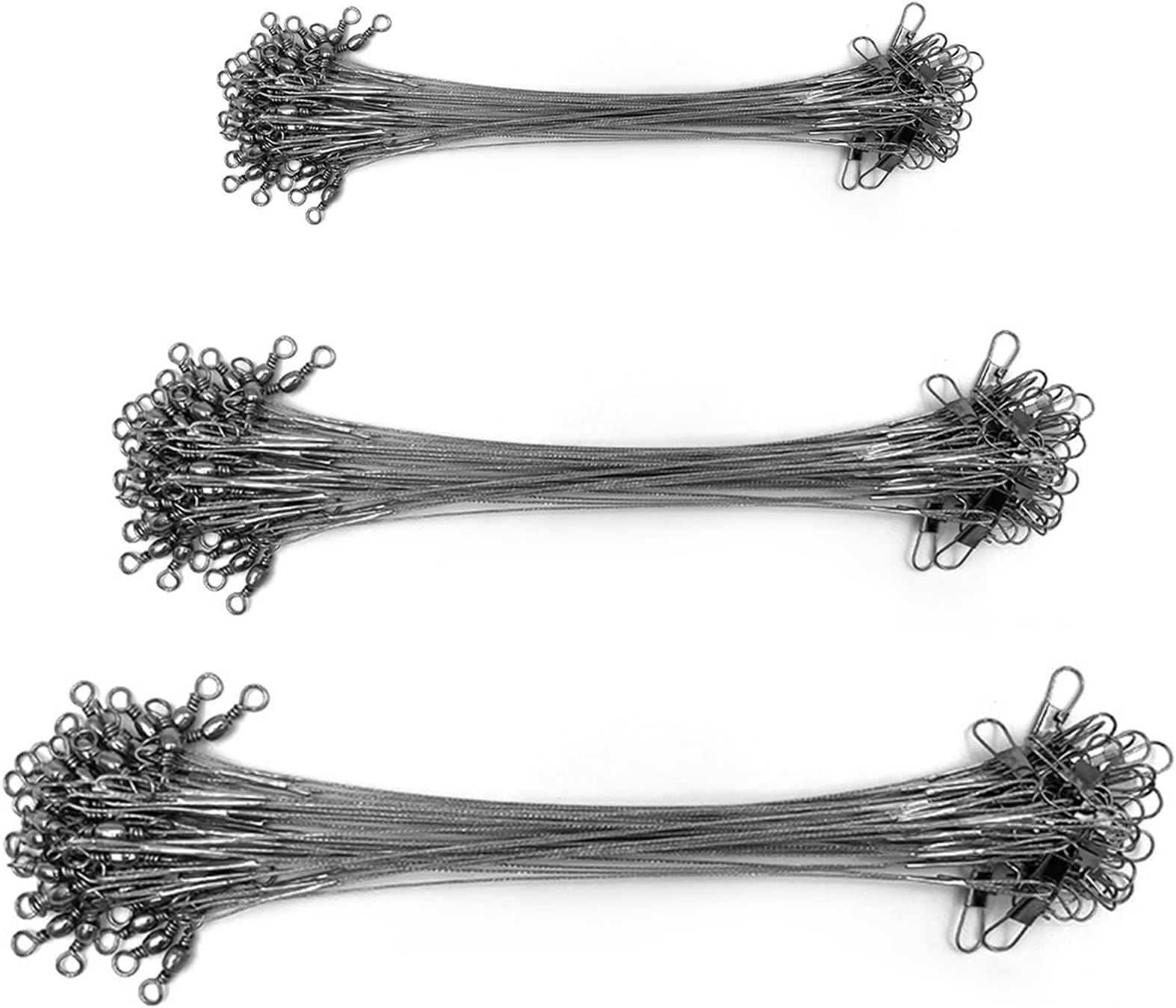 Beauenty 90 PCS Fishing Leaders, Steel Fishing Line with Snap,Coated Fishing Wire Leaders,20cm,25cm,30cm