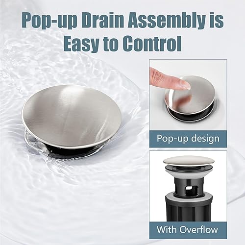 Miniatura 8 de Aolemi Grifo de lavabo de baño de níquel cepillado de 4 pulgadas, juego central montado en la cubierta con 2 asas cruzadas, grifo mezclador vintage,