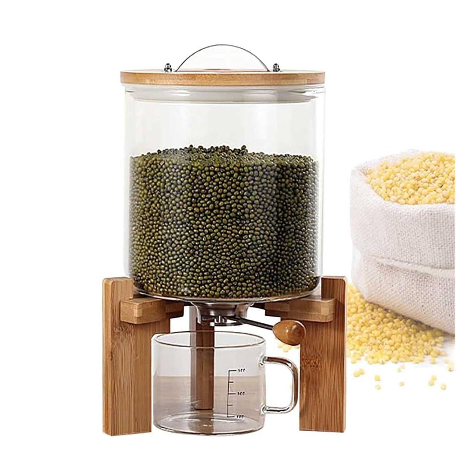 Distributeur de grains en verre au design scandinave pour l'organisation du garde-manger