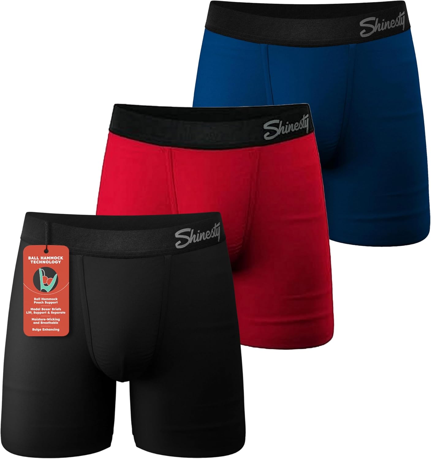 Shinesty Boxer Briefs for Men Pack of 3 - Hammock Support Pouch Underwear for Men - Flyless