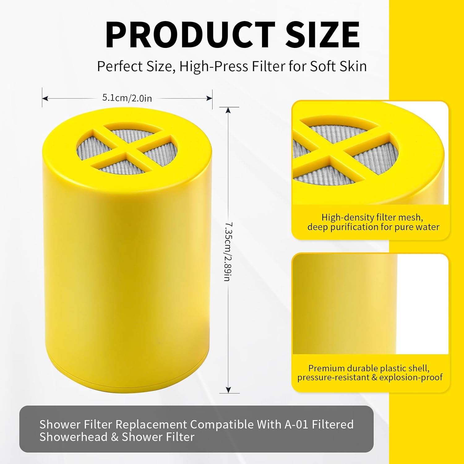 3-Pack, Replacement Filtered Shower Head Filter, Compatible with Afina.