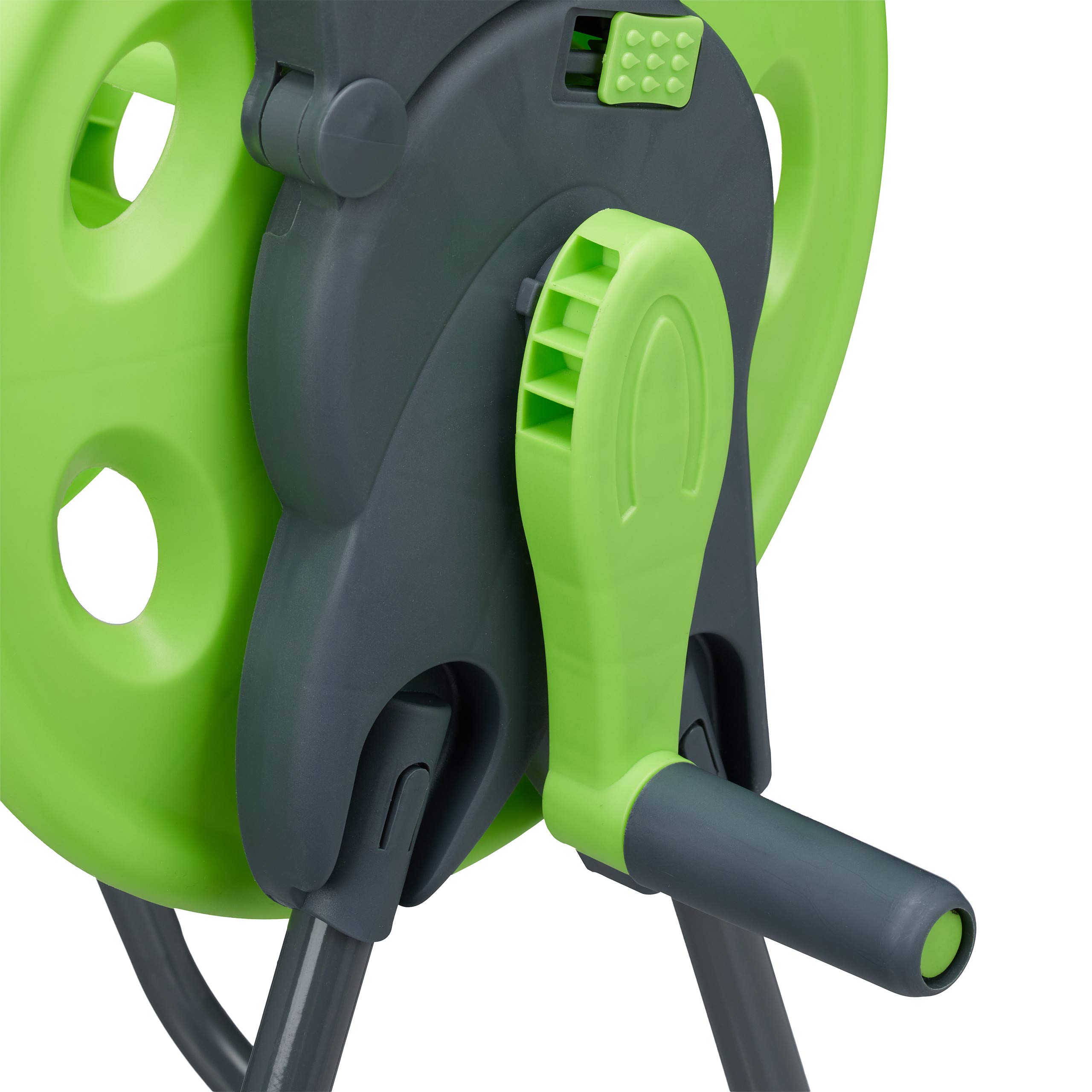 Relaxdays Chariot à tuyaux, Accessoire d’arrosage pour 45m, 1/2 Pouces, Jardin, 82,5 x 43 x 34 cm, Gris-Vert
