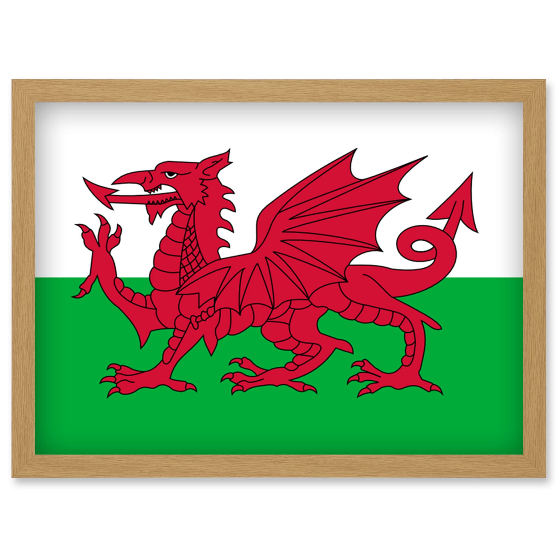 Artery8 Wales National Flag Patriotic Vexillology World Flags Country Region Poster Artwork Framed Wall Art Print A4
