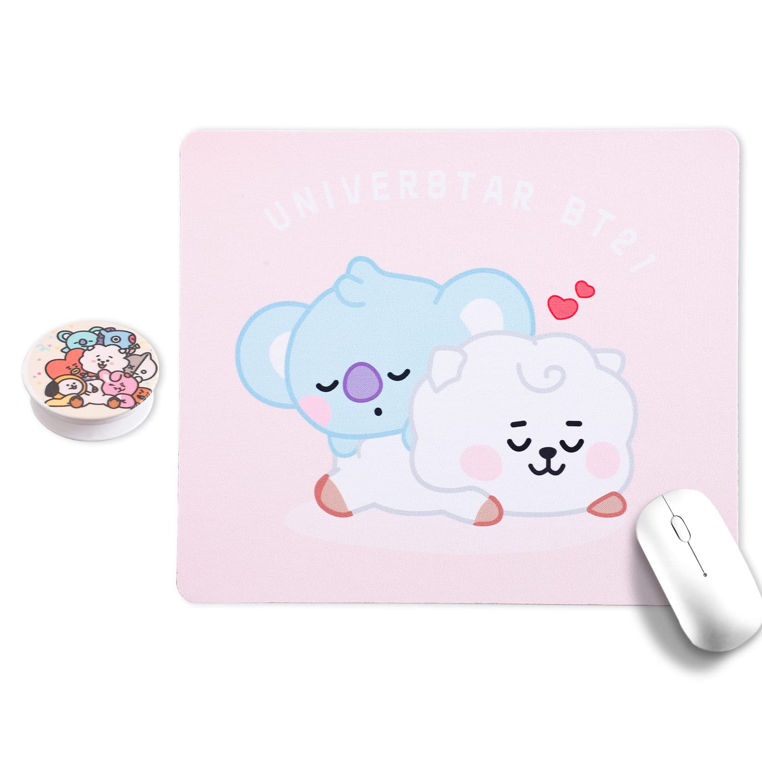 Army BT/21 Mouse Pad RJ KOYA Mouse Mat with Phone Grip Bangtan Boys Computer Laptop Mousepad Desk Mat Accessories for Home Office (MP-KOYA,RJ)