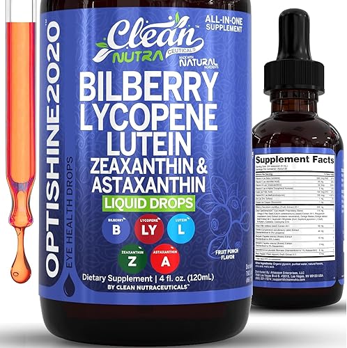 Clean Nutra Luteína y Zeaxantina Vitaminas Ojos Suplemento Licopeno Astaxantina Arándano Líquido | Astaxantina Orgánica Luteína diaria para Ojos