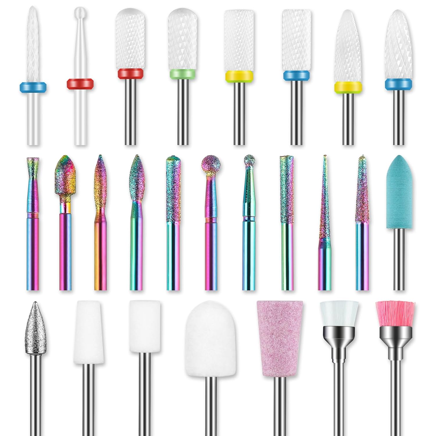 26pcs Nail Drill Bits Set, 3/32inch Professional Ceramic Safety Bits for Nail Drill, Cuticle Efile Nail Drill Bits, Remover Bits for Acrylic Gel Nail Tech Manicure Pedicure, Home Salon 26pcs Nail Drill Bits Set, 3/32inch Professional Ceramic Safety Bits for Nail Drill, Cuticle Efile Nail Drill Bits, Remover Bits for Acrylic Gel Nail Tech Manicure Pedicure, Home Salon