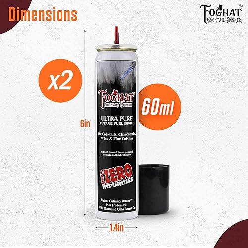 Miniatura 9 de Foghat - Antorcha para ahumar cóctel con butano (2) para cócteles ahumados y cocinar, soplete de butano culinario recargable de mano, pistola
