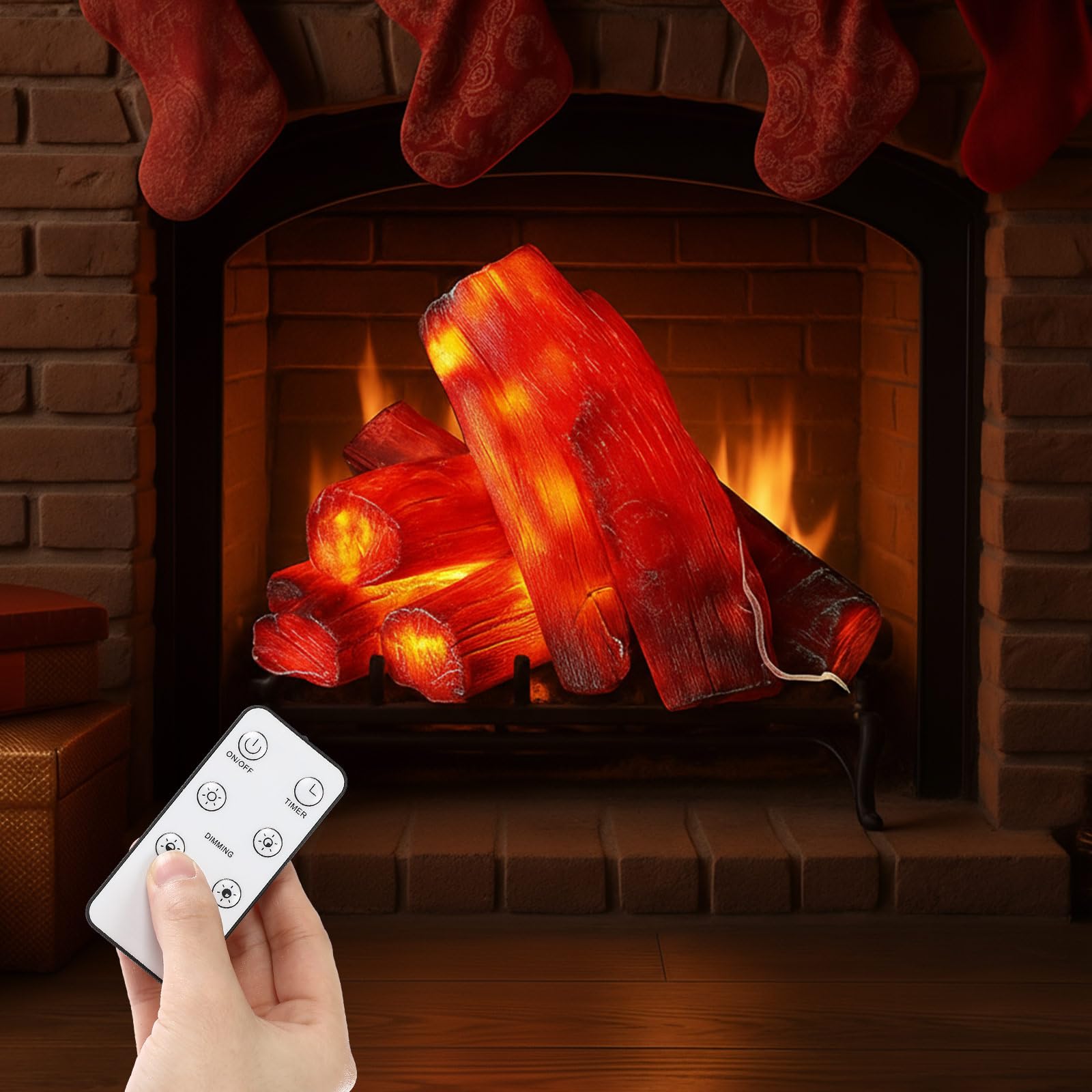 Amazon.com: Tuanse 6 Pcs 8.7 in Flameless Fireplace Log Light with