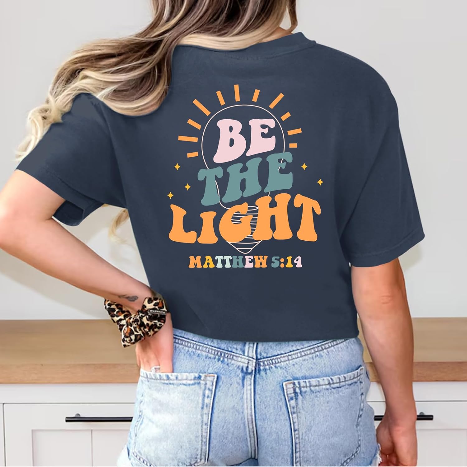 Christian Shirts Women Jesus Faith Tshirt Bible Verse Be The Light Shirt Inspirational Religious Graphic Tees Top - Image 2