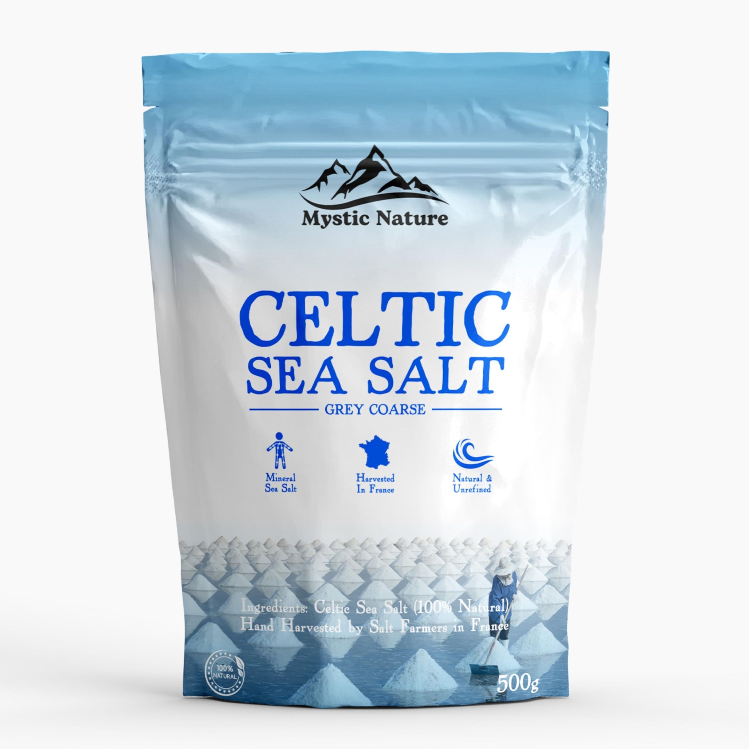 Celtic Sea Salt - 500g | 100% Natural Unrefined Mineral Rich Celtic Salt Crystals From France | Rich In Minerals & Trace Elements