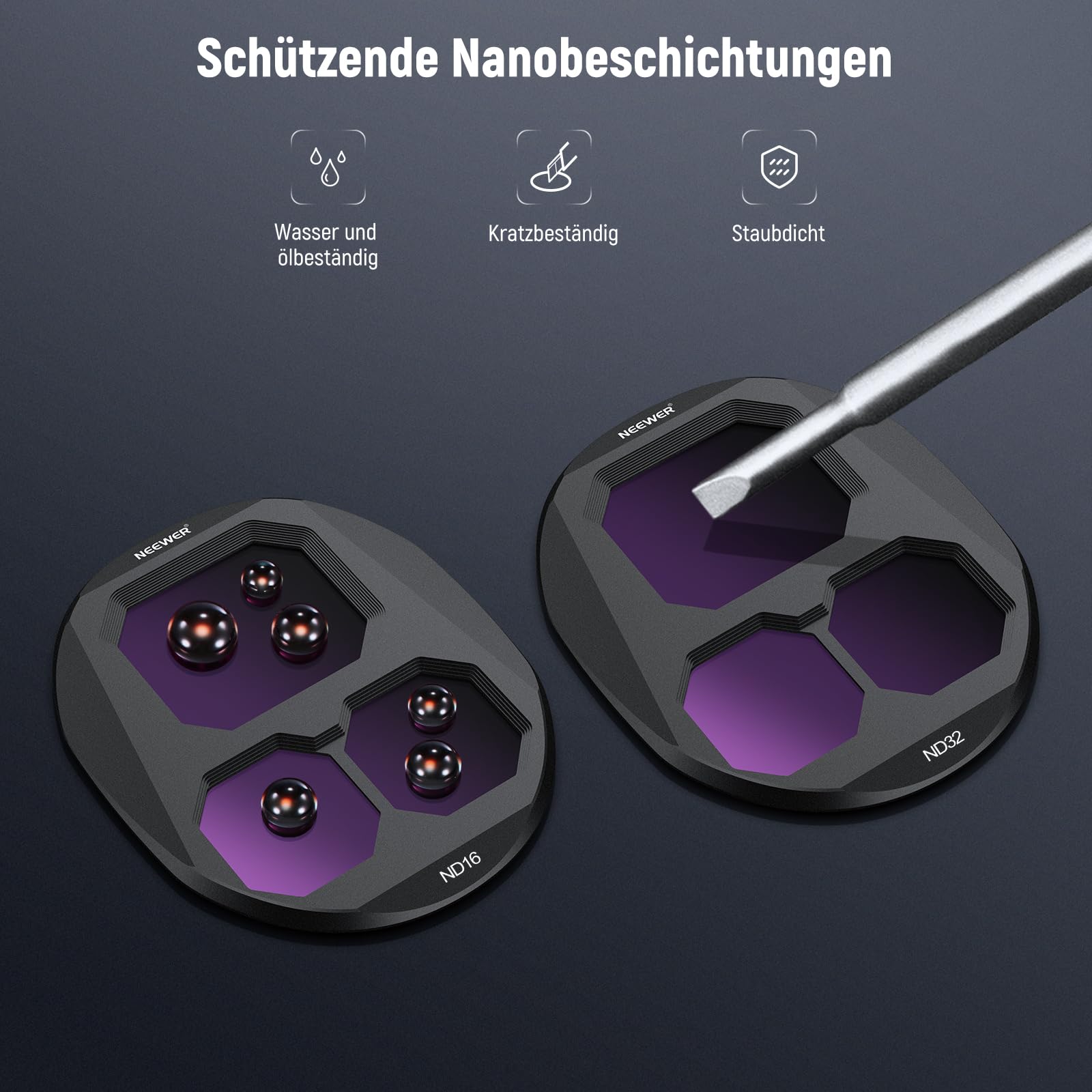NEEWER ND Filter Set Kompatibel mit DJI Mavic 4 Pro (ND8/ND16/ND32/ND64), 4er Pack, mehrfach beschichtetes optisches Glas Graufilter für Drone Kamera Objektive mit magnetischem Aufbewahrungsbox FL-C44