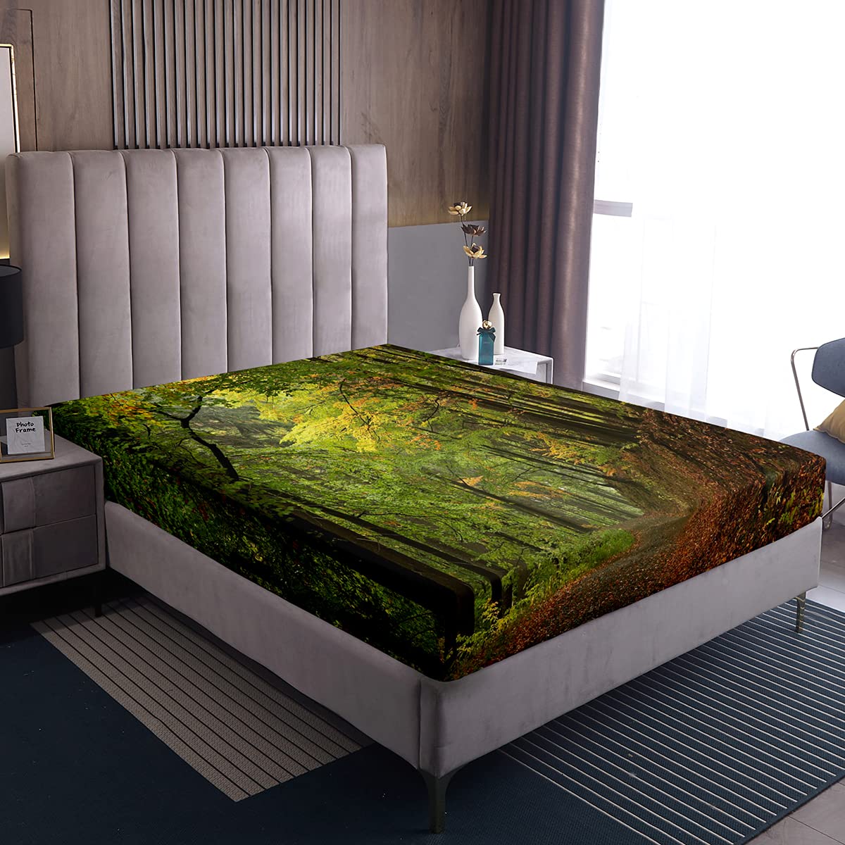 Drap-housse King en microfibre douce vert forêt d'automne de qualité supérieur