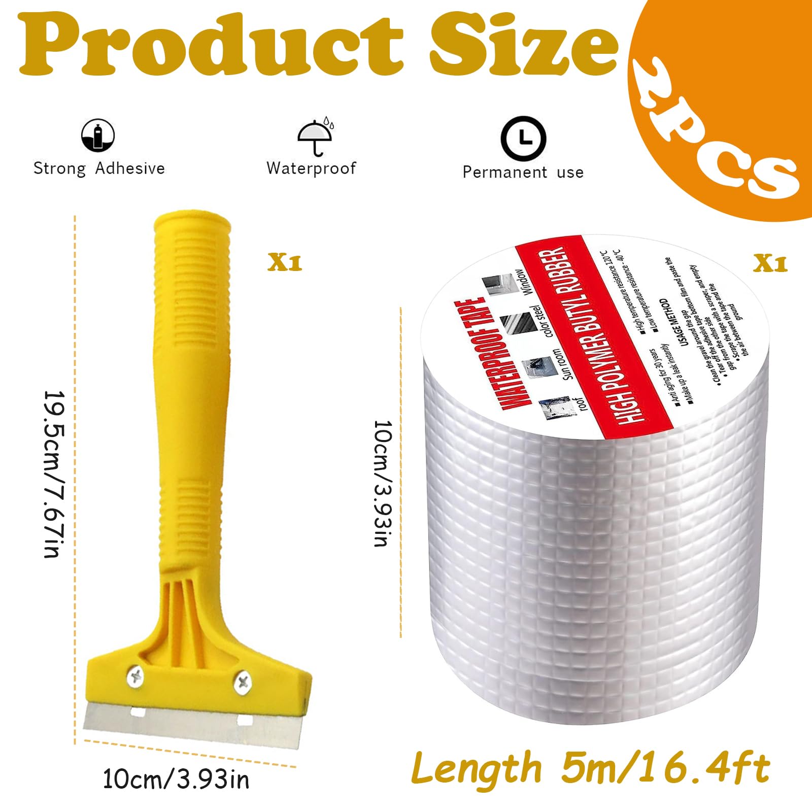 Nastro Butilico Impermeabile con Foglio di Alluminio 4in x 16ft, Nastro Sigillante Super Adesivo con Spatola Inclusa, Ideale per Riparazioni Tetto Camper, Perdite su Finestre, Tubi e Barche