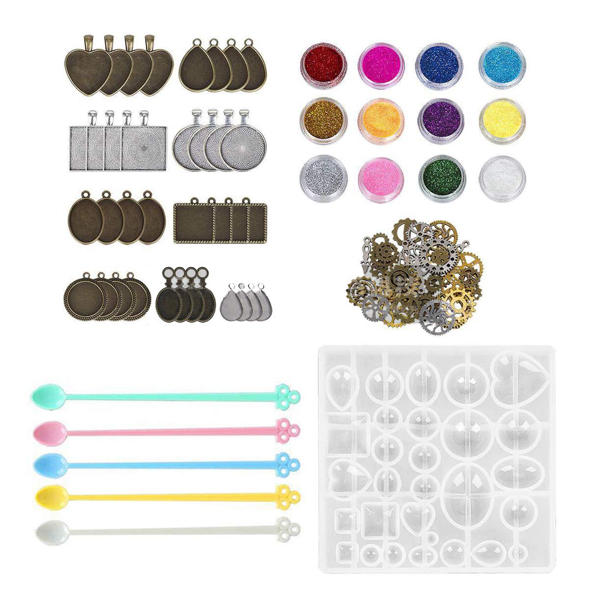 Moldes de resina epoxi con 55 herramientas de silicona para crear colgantes perfectos