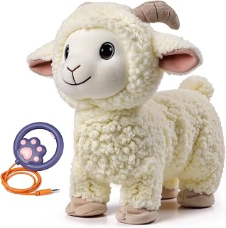 Sheep Stuffed Animal, Walking Lamb Plush Toy, Soft Sheep Baby Toys Pet Buddy with Leash, Interactive Singing Toy for Babies and Toddlers
