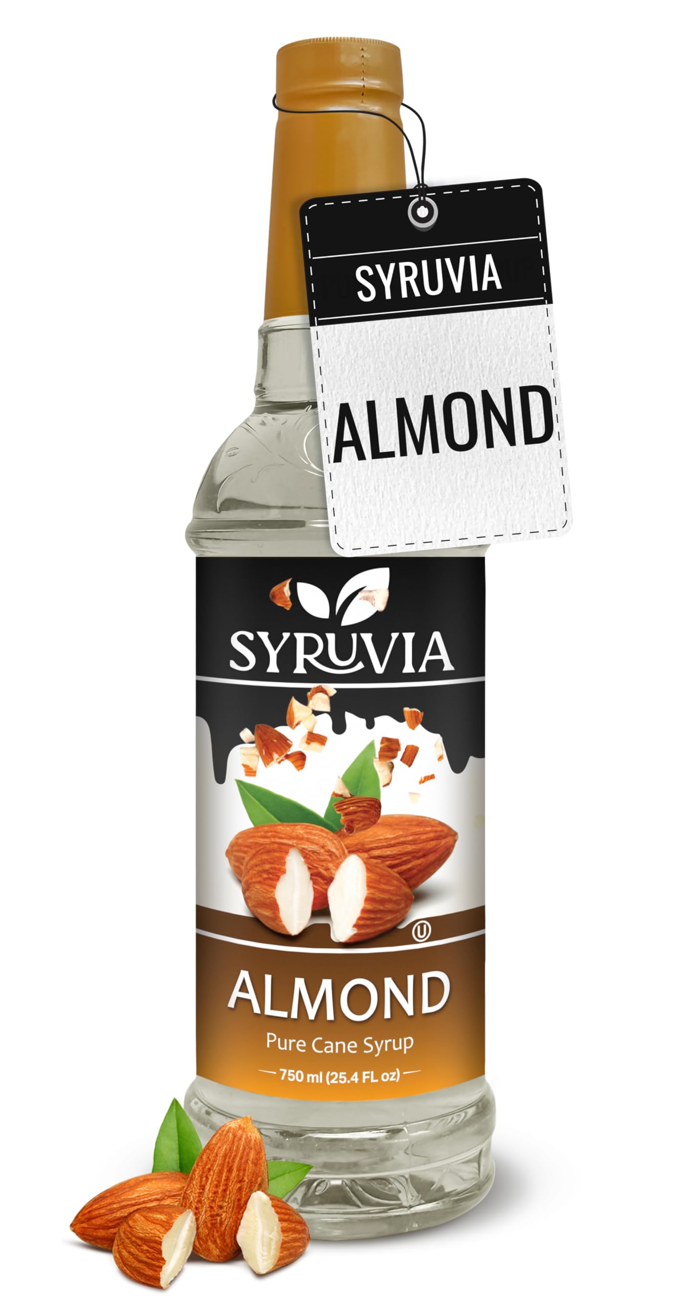 Syruvia Coffee Syrup, Almond Flavored Syrup for Drinks, Lattes, and Desserts – 25.4 fl oz,