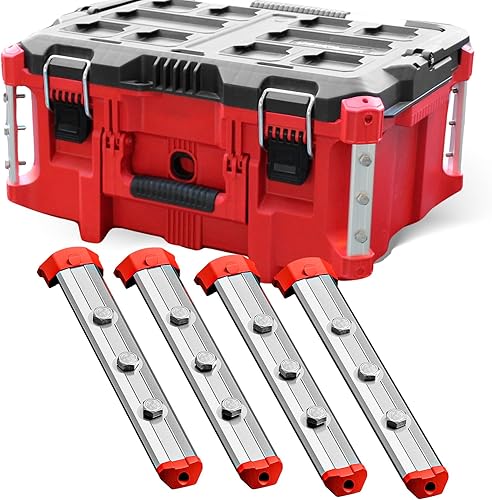 Miniatura 37 de Rieles de repuesto roscados de 7.7 pulgadas (7.677 in) compatibles con la caja de herramientas Milwaukee Packout 48-22-8425, incluye tapas de Negro