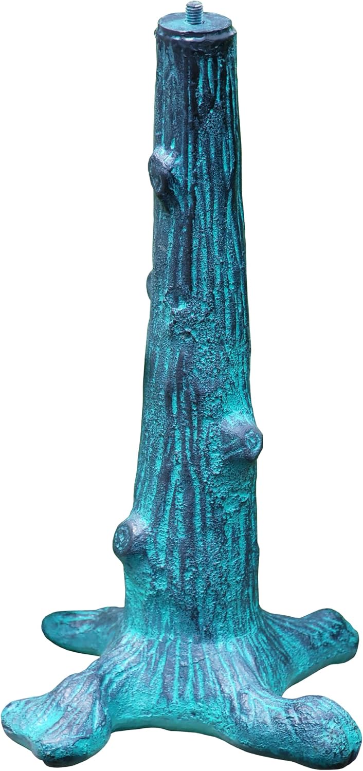 Rome B65 Tree Trunk Sundial Pedestal Base, Cast Iron with Painted Finish, 16-Inch Height
