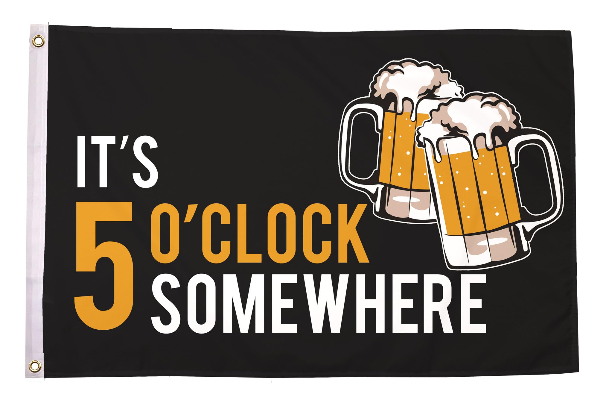 Flagtex It's 5 O'Clock Somewhere Beer Flag 3ft x 2ft (90cm x 60cm) Small Novelty Bar Party Decoration Fun Drinking Banner for Home Pub Garden Events โ image 1